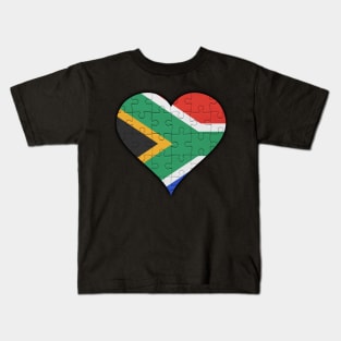 South African Jigsaw Puzzle Heart Design - Gift for South African With South Africa Roots Kids T-Shirt